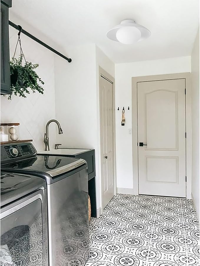 Soft White 15in Semi Flush Mount Ceiling Light Fixture, Bowl Lampshade Style Vintage Close to Ceiling Light Fixture, Modern Flush Mount Light for Bedroom, Entryway, Corridor, Room Decor Lamp