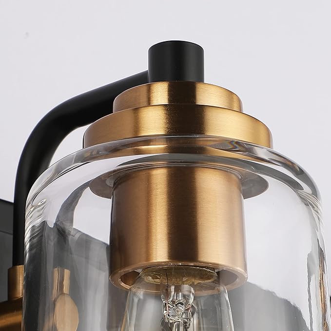 SOLFART 5 Lights Vintage Vanity Lighting Over Mirror Brass Bathroom Vanity Light Fixtures Thick Globes 8580 Lights