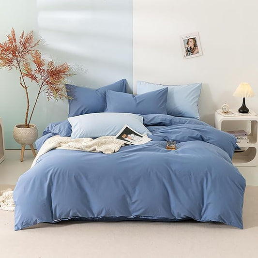 Luxlovery Blue King Size Comforter Set Lake Blue Bedding Set Women Men Quilt Blanket Soft Breathable Comfy Fluffy Lightweight 3 Piece Comforter Set King Size