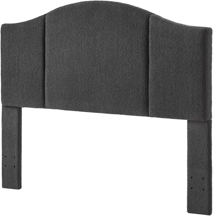 24KF Middle Century Upholstered Foldable Queen Headboard, Modern Boucle Teddy Fabric Headboard Queen/Full 6033-Q-Dark Gray