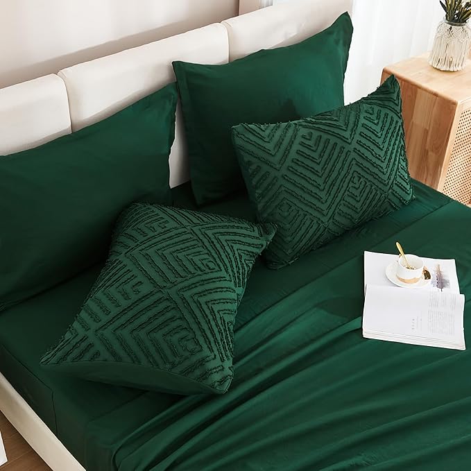 Andency Full Size Comforter Set with Sheets Dark Emerald Green - 7 Pieces Bed in a Bag Tufted Bedding Sets Fluffy Lightweight Full Bed Set with Comforter, Sheets, Pillowcases & Shams for All Season