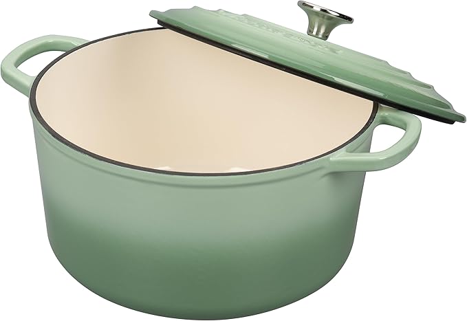 Enameled Cast Iron Dutch Oven Pot with Lid, for Sourdough Bread Baking, Round Dutch Ovens, 4.5 Quart, Green