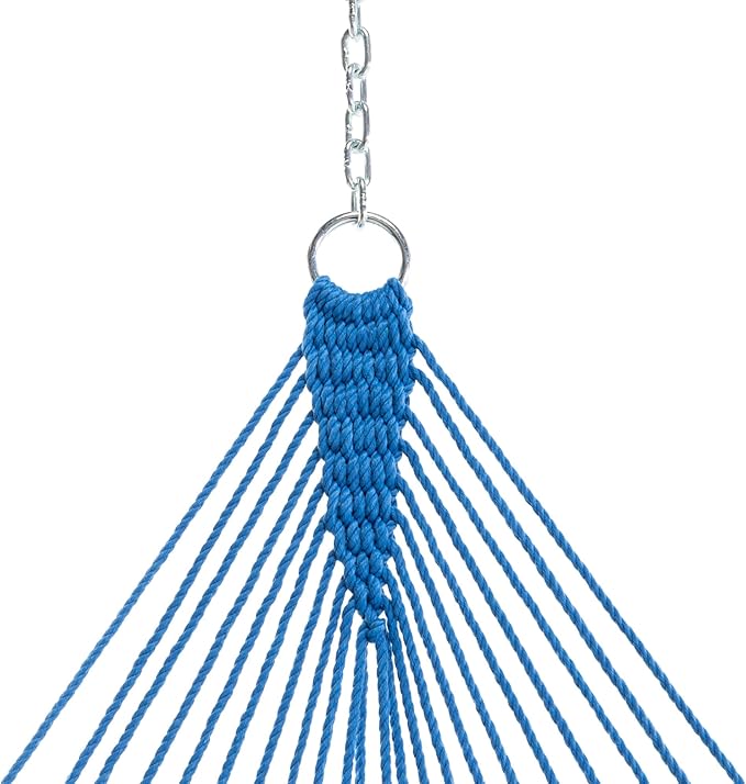Original Pawleys Island 13DCCB Large Coastal Blue DURACORD Rope Hammock with Extension Chains & Tree Hooks, Handcrafted in The USA, Accommodates 2 People, 450 LB Weight Capacity, 13 ft. x 55 in.