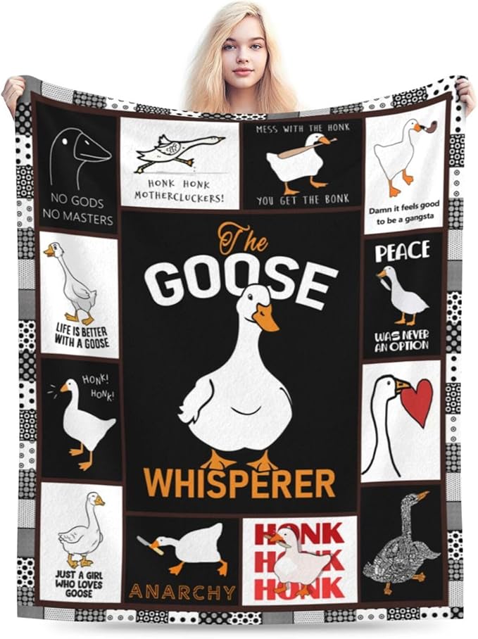 Funny Goose Blanket Soft Cozy Cute Goose Plush Throw Blanket Warm Lightweight Flannel Fuzzy Fleece Goose Stuff Animal Decor Blanket Gifts for Lovers Girls Boys Kids Adults Women Bed Travel 50"x60"