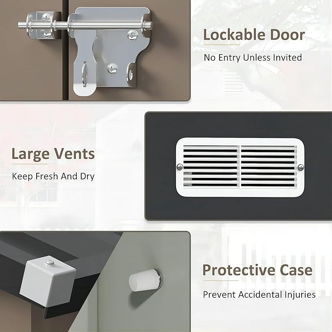 Greesum 10×10FT Outdoor Storage Shed, Metal Patio Storaged Sheds with Lockable Doors, Sheds & Outdoor Storage for Bike, Backyard, Pool and Garden, Brown