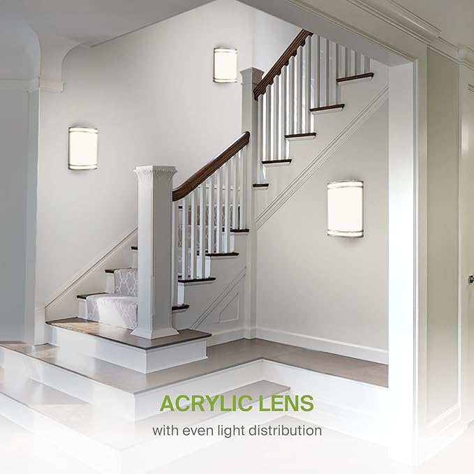 ASD LED Indoor Wall Mount Light Fixture - 10 Inch Modern Interior Brushed Nickel Wall Sconce Lighting - 3000K 4000K 5000K Adjustable - Half Cylinder Hallway Light Fixture - ETL & Energy Star