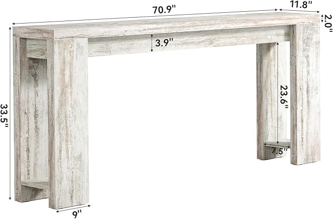 LITTLE TREE 70.9-Inch Entryway Table, Long Narrow Farmhouse Sofa Console Table for Living Room, Hallway