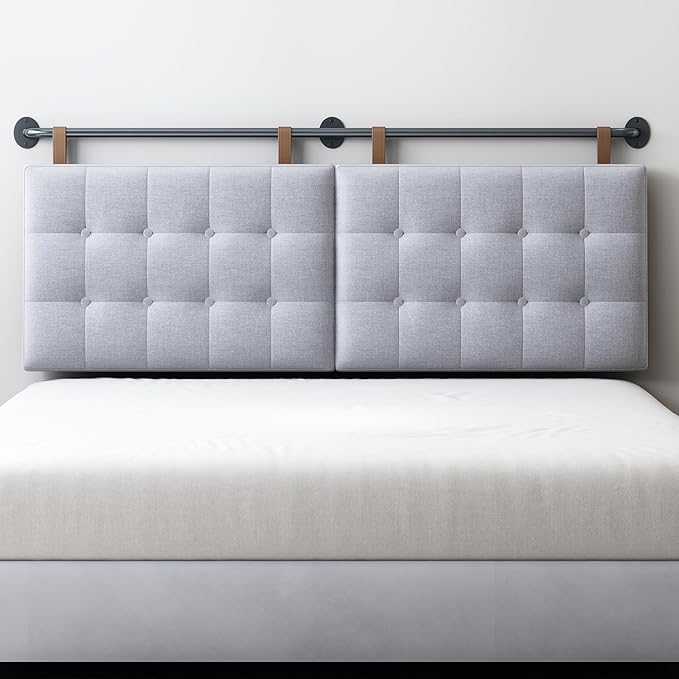 Headboard Queen Size Headboards for Adjustable Bed Tufted Upholstered Head Board Only Gray Headboards, Fabric Line Headboard in Modern Button Design Bedroom(Gray, Queen)