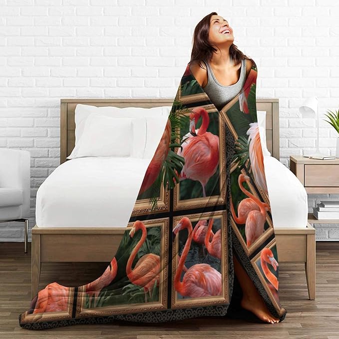 Yibuda Flamingo Blanket Bird Tropical Flannel Plush Throw Blanket Cozy Animal Decor Fleece Stuff Blanket Gifts for Lover Girls Boys Kids Adults Women Bed Travel 40"x50"
