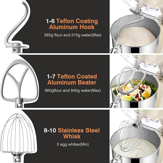 Mini Angel Stand Mixer,10-Speed Kitchen Electric Mixer,Tilt-Head Food Mixer with Dough Hook, Wire Whisk, Flat Beater, Stainless Steel Bowl (White2, 5QT)