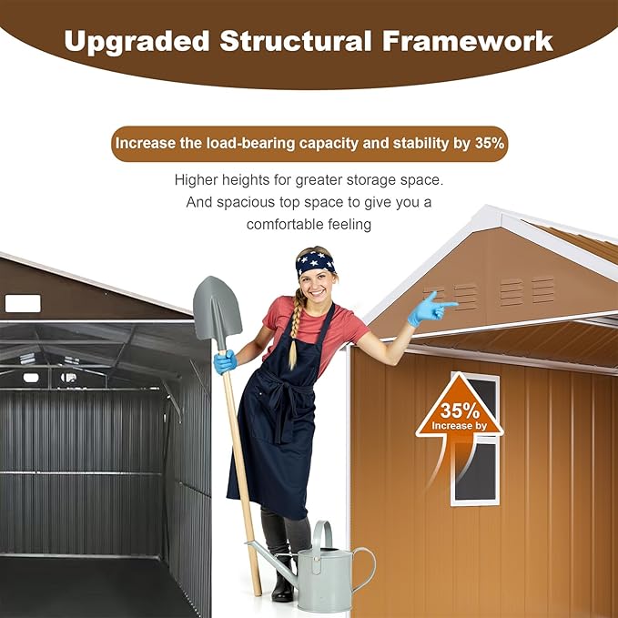 6x4 FT Outdoor Storage Shed, Metal Tool Storage with Updated Frame Structure, Vertical Outside Storage Building, Ventilation, Sloped Roof, Metal Garden Shed for Backyard, Lawn, Patio (6x4 FT)