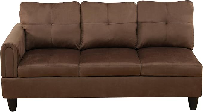 NicBex Sectional Couch 2 Pieces 66.5" L Sofa with Right Chaise Flannel L Shaped Cloud Couch Frame, Modular Sofa for Living Room & Small Apartment, Walnut