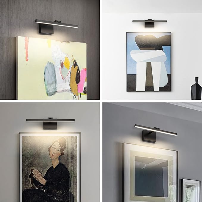 Joosenhouse LED Picture Light Dimmable 19.69" Inches Wall Sconces Lamps Rotatable Head Light Display Lamp for Painting Frame Art, Matte Black,12W Hardwired Connection 3000K