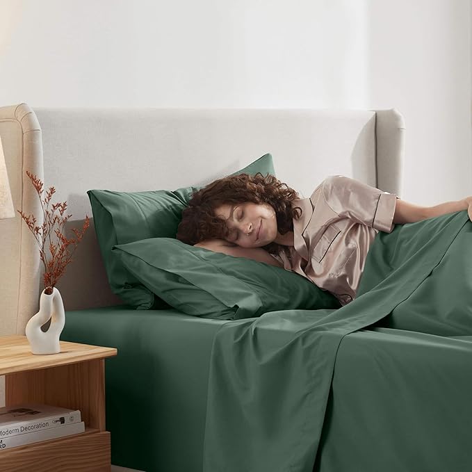 Nestl Twin Sheet Set - 1800 Ultra-Soft Microfiber Twin Bed Sheets - Double Brushed - Deep Pockets - Easy Fit - Extra Soft - 3 Piece Set - Bedding Sheets & Pillowcases (Twin, Dark Green)