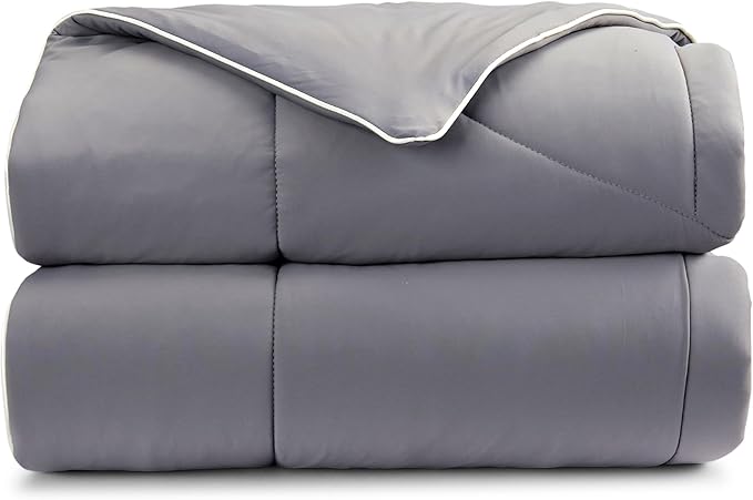 Springtree Home Luxury Viscose from Bamboo Blanket & Comforter | Viscose from Bamboo Comforter Queen Size -90" x 90" | Cooling Blanket | Breathable & Lightweight | Full/Queen - Titanium Grey