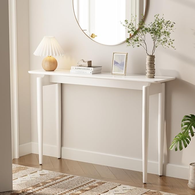 Wood Console Table Walnut Entryway Table, Thin Console Table, Sofa Tables for Living Room (47.2'')