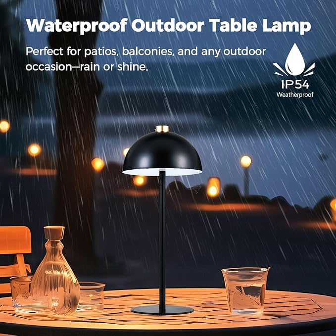 Rechargeable Cordless Touch Table Lamp,Modern 3 Color Stepless Dimming Night Light,Portable Wireless 4000mAh Battery Operated,LED Desk Lamp for Outdoor Patio,Restaurant,Camping,Bedroom,Nightstand