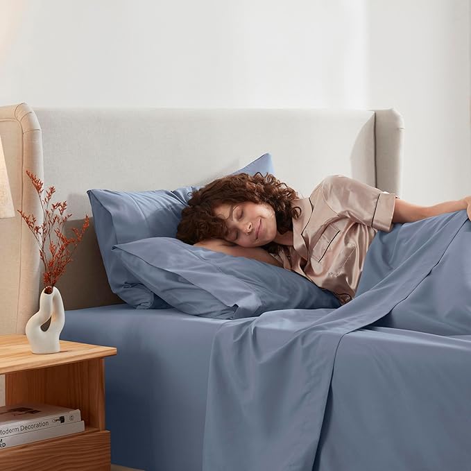 Nestl Queen Sheet Set - Luxury 1800 Ultra-Soft Microfiber Bed Sheets - Double Brushed - Deep Pockets - Easy Fit - 4 Piece Set - Bedding Sheets & Pillowcases (Queen, Stone Blue)