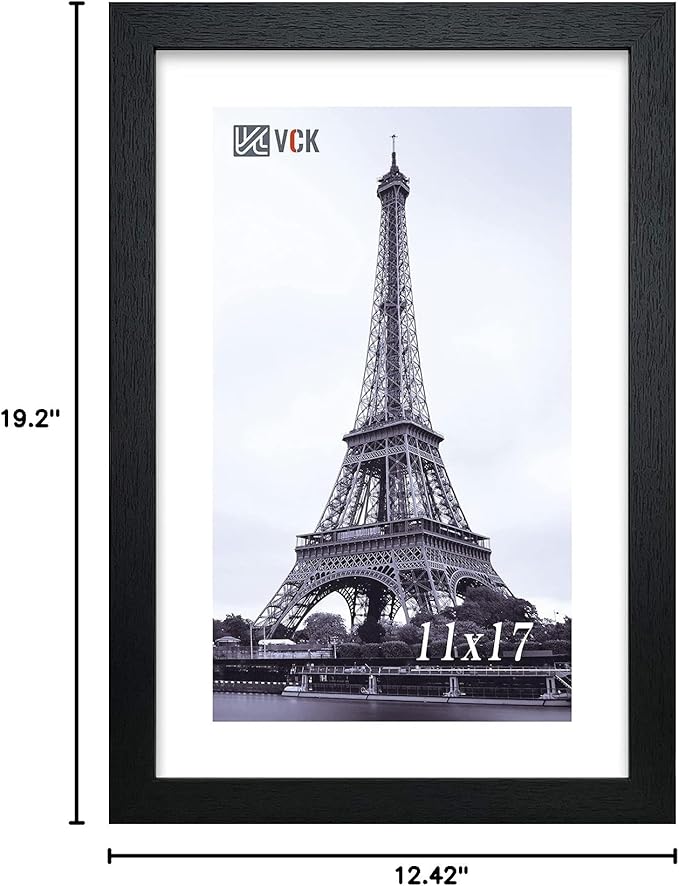 VCK Poster Frame 11×17 Inch Wooden Picture Frames Set Black Certificate Frame Wall Mounting Type for Gallery Office Home