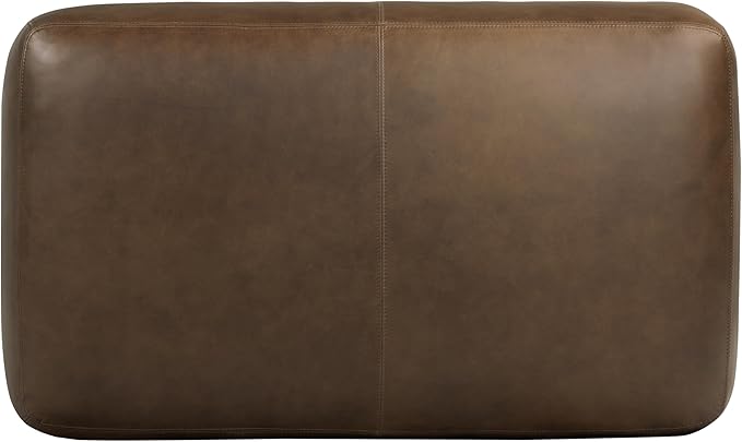 POLY & BARK Denver Leather Ottoman in Cocoa Brown