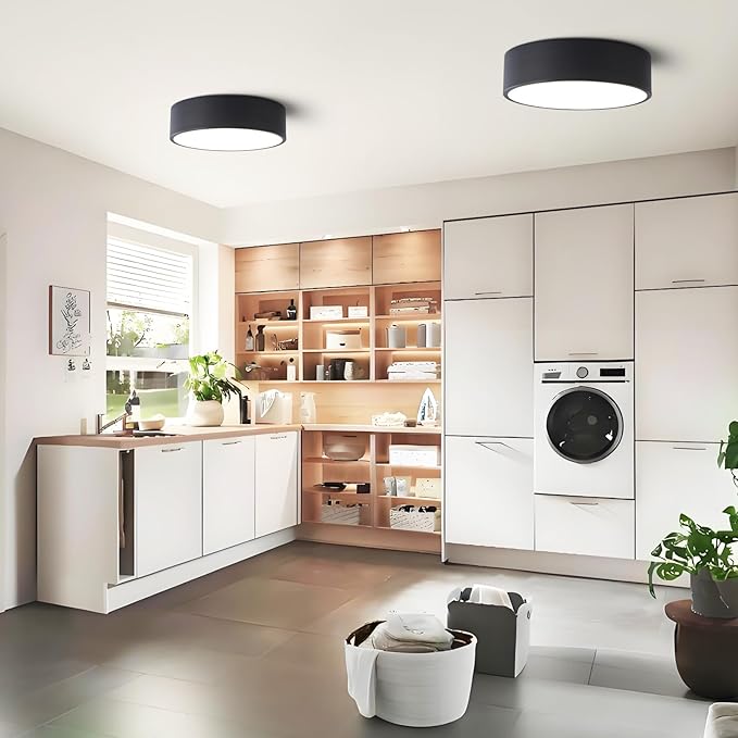 Dimmable Modern Flush Mount Ceiling Light Fixture,Matte Black Round LED Lights Fixtures,5CCT 2700K-6000K Lighting for Kitchen Hallway Bedroom Laundry Room Hall Entryway Closet Bathroom 11.8in