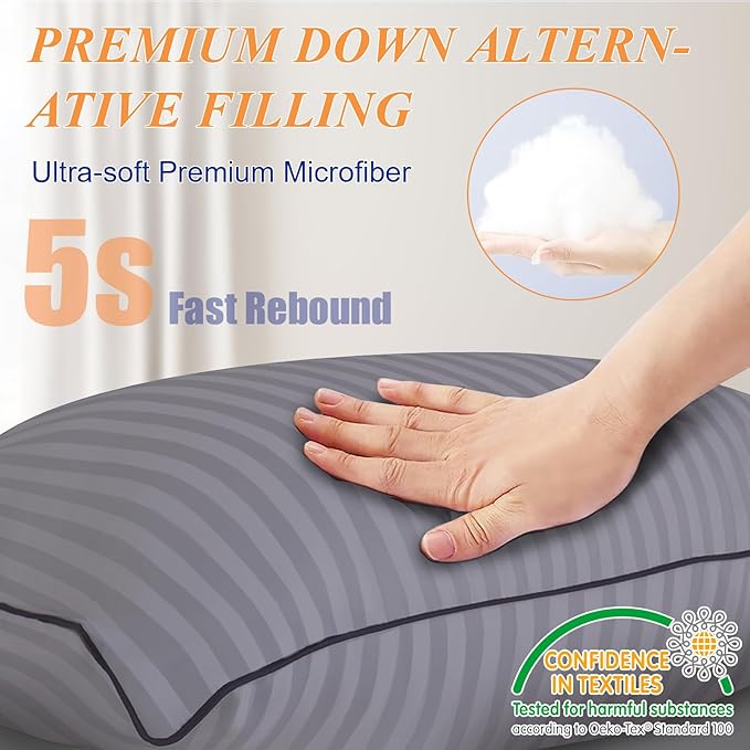 Throw Pillows Insert 18x18 Set of 2,Decorative Pillows for Couch and Bed,Indoor Square Pillow Stuffing for Living Room with Premium Original Down Alternative Filling,Grey