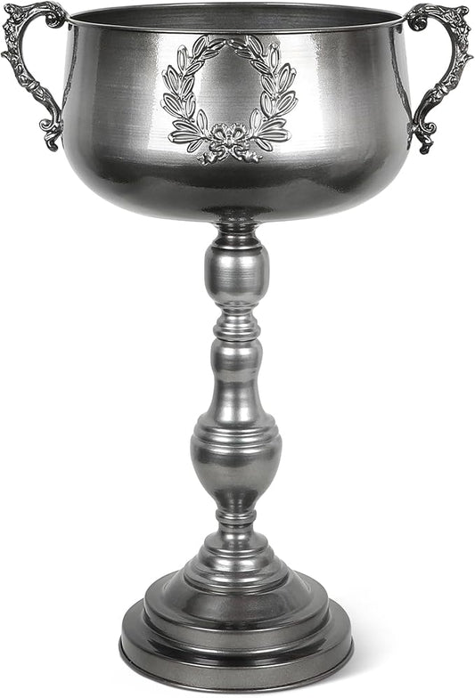WORTH 22.5" H. Tall Floor Urn Vase - 15.3" Dia. Classic Bowl Metal Planter Plant Pot - Glossy Black Bowl Flower Vase for Party Event Home Decor - Decorative Outer Pot
