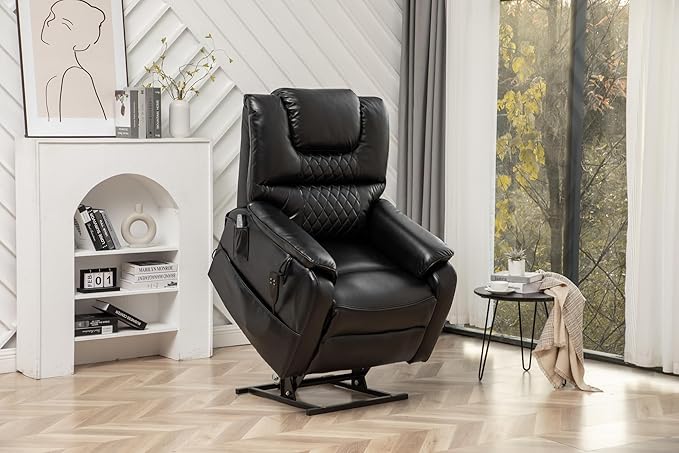 Recliner with Lift Assist for Seniors, Heavy Duty Lay Flat Recliner 180-Degree, Dual Motor Power Stand Up Lift Chair with Massage and Heat, Infinite Position Electric Recliner Chair for Elderly