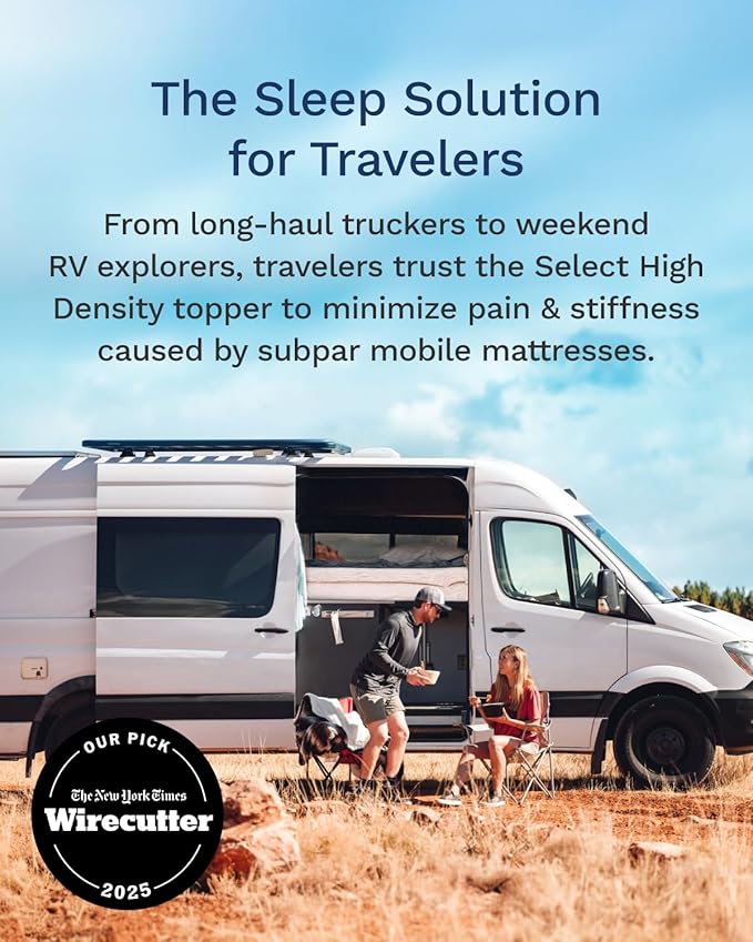 ViscoSoft 3 Inch Memory Foam Mattress Topper Short King - Select High Density Ventilated RV Camper Mattress Pad - Premium Removable Rayon Cover