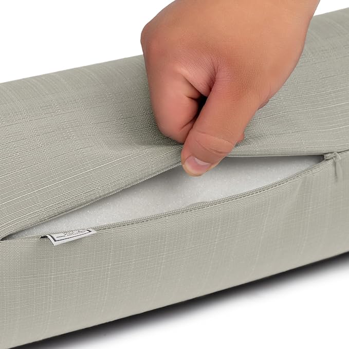 Sherry Kline Sunrise Indoor/Outdoor Neck Bolster Corded Edge Filled Pillow Sand 6"x18" Set of 2