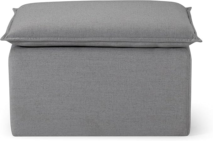 Maven Lane Claude Large Square Rustic Upholstered Ottoman, Cushioned Footrest for Living Room Couch, Chair, or Dorm Room in Slate Fabric Upholstery