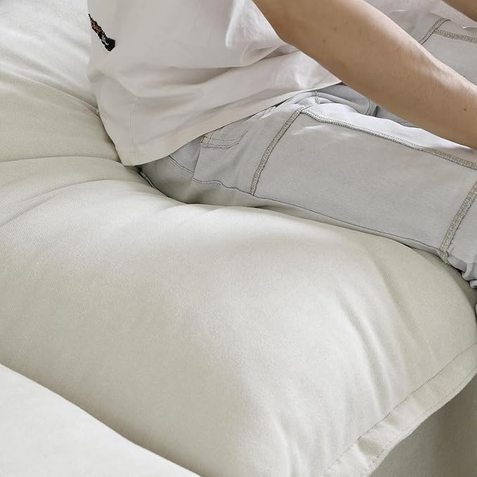 JACH 82.66" Cloud Couch for Living Room, Modular Sectional Sofa, Comfy Convertible Sectional Couches, Cushion Covers Removable, Down Filled Sofas for Living Room, Home, Apartment (Love Seat, White)