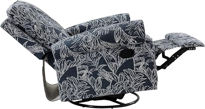 HULALA Home Rocker Recliner Set of 2, Modern Printed Fabric Swivel Glider with Adjustable Backrest & Footrest, Upholstered Manual Recliner Chair Home Theater Singe Sofa for Living Room Bedroom, Navy