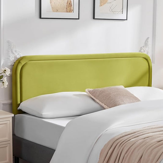 Padded Headboards, Velvet Fabric Headboard, Twin XL Headboard for College Dorm, Twin Headboards from 41” to 49” Height, Sturdy and Durable Solid Wood Bed Head Board, Green