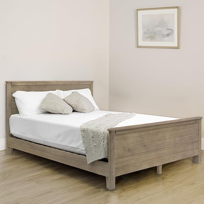 Solid Hardwood Deluxe Platform Bed Frame, Headboard, Footboard & Slats, Quality Crafted in Pennsylvania, USA from Poplar by Mennonite Artisans, No Box Spring Needed, Easy Assembly