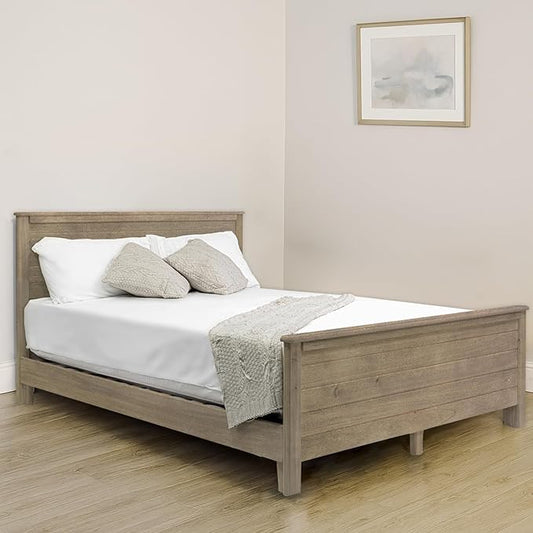 Solid Hardwood Deluxe Platform Bed Frame, Headboard, Footboard & Slats, Quality Crafted in Pennsylvania, USA from Poplar by Mennonite Artisans, No Box Spring Needed, Easy Assembly