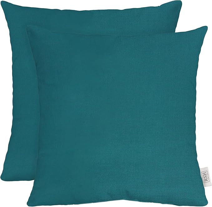 RSH DECOR: Sunbrella Square Throw Pillows Set of 2 | 24" x 24" | Water and Fade-Resistant Performance Fabric | Outdoor Pillow Covers with Down-Alternative Inserts | Spectrum Peacock