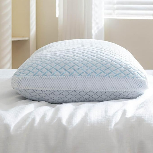 Shredded Memory Foam Cooling Soft Pillow Queen Size, Adjustable Hypoallergenic Hotel Quality Pillow for Side, Back and Stomach Sleeper, Bamboo Viscose Cover, Oeko-TEX Certified