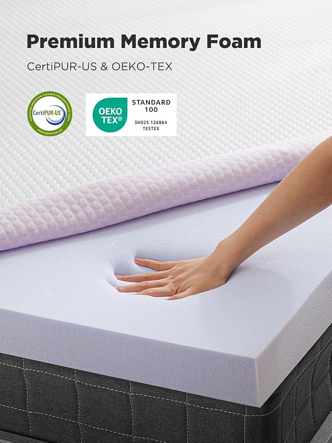 PERLECARE 4 Inch Gel Memory Foam Mattress Topper for Pressure Relief, Premium Soft Mattress Topper for Cooling Sleep, Non-Slip Design with Removable & Washable Cover, CertiPUR-US Certified - Twin