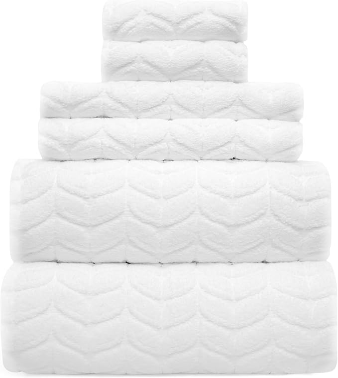 Ultra Soft & Stylish 700 GSM Luxury Bath Towels - 100% Zero-Twist, Long-Staple Cotton - Remarkably Absorbent & Quick Drying - 6 Piece Towel Set (White)