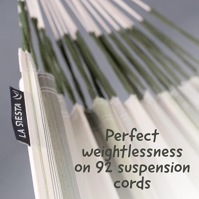 LA SIESTA® - XL King Brisa Classic Hammock & Nautico Steel Stand - Weather & Tear Resistant - Portable, Family Hammock w/Stand - Balcony Porch Garden Outdoor Indoor Hammock - Max 440 Lbs, Cedar