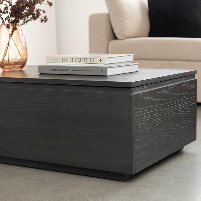 Transformer Table Lift Top Coffee Table with Storage, Black Coffee Table for Living Room, Home Office & Dining, Space-Saving Small Coffee Desk with Panel Hidden Storage for Transformer Dining Table