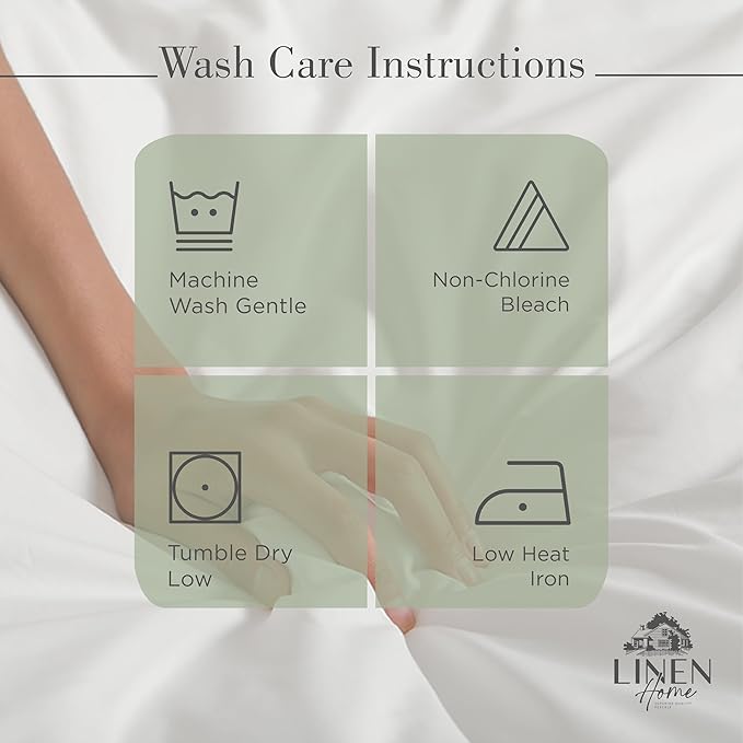 Linen Home 100% Cotton Percale Sheets King Size, Oil Green, Deep Pocket, 4 Pieces Set - 1 Flat, 1 Deep Pocket Fitted Sheet and 2 Pillowcases, Crisp Cool and Strong Bed Linen