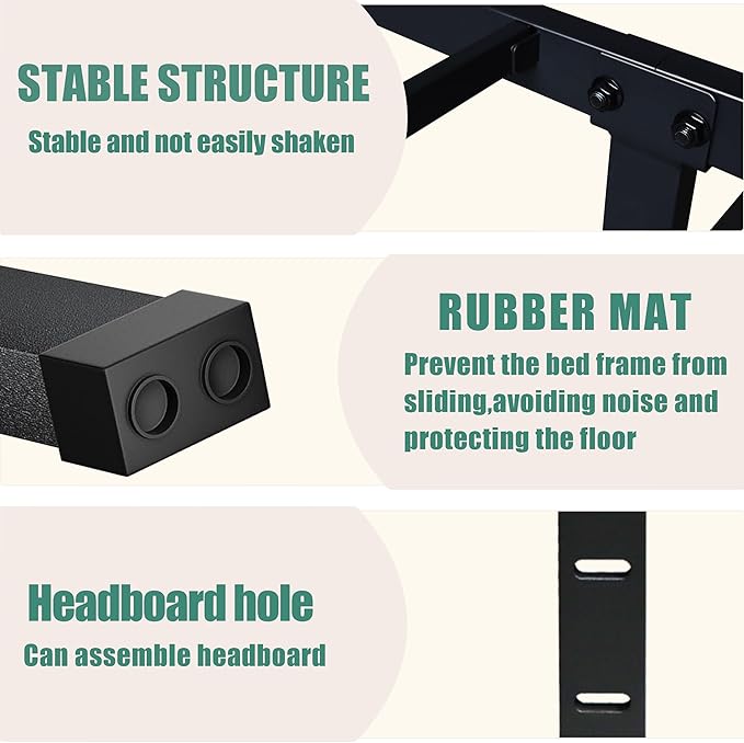 14 Inch Full Size Bed Frame, Heavy Duty Support 3500 lbs Metal Platform, No Box Spring Needed/Noise Free/Non-Slip/Steel Slat Support/Easy Assembly