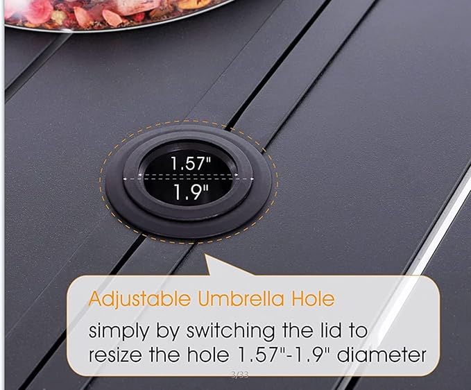 MFSTUDIO Outdoor Dining Set for 6, Patio Table and Chairs Set of 6 with Umbrella Hole, Patio Dining Set for Deck/Yard/Garden/Poolside