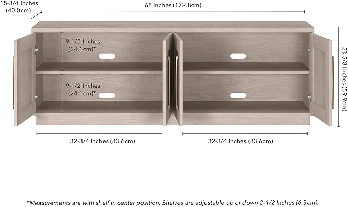 Henn&Hart Tillman, 68'' Rectangular TV Stand, Alder White