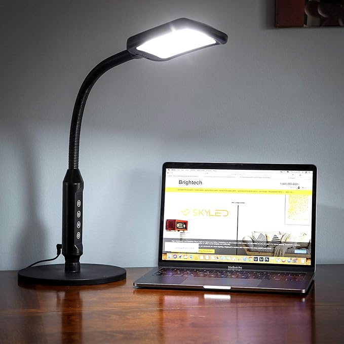Brightech Litespan 2-in-1 LED Floor & Desk Lamp, Adjustable Height, Shades, Neck, Esthetician Light for Lashes, Portable Gooseneck Standing Lamp for Living Room, Dorm, Table