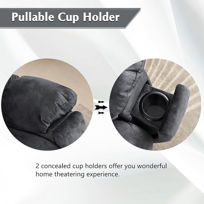 CANMOV Large Power Lift Recliner Chair with Massage, Heat, and USB for Elderly, Overstuffed Wide Recliners, Heavy Duty and Safety Motion Reclining Mechanism, Gray