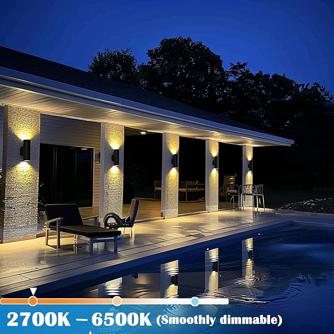 RGB Outdoor Wall Light Fixtures, Smart Cylinder Exterior Lighting Fixtures Wall Mount, Color Changing Up Down Wall Sconce, LED Outdoor Porch Lights for House Front Door Garage