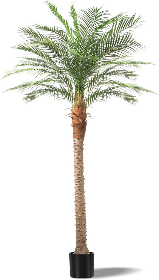 Artificial Phoenix Palm Tree 8ft Tall – Fake Large Tropical Tree with 18 Adjustable Leaves, Outdoor Indoor Faux Sago Palm Plant for Living Room Patio Poolside Yard Decor (1, 8ft)